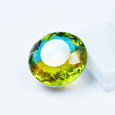 Natural Big Size Tourmaline Bi-Color Round Shape Gemstone Certified 88.95 Ct