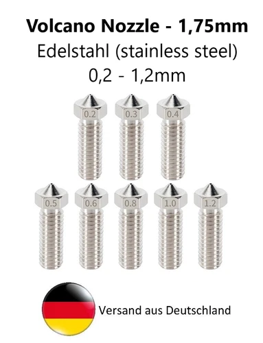 Volcano Düse Nozzle, Edelstahl, 0,2 - 1,2 mm, Sidewinder Vyper, auch als SET!