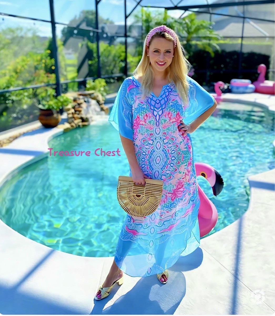 Lilly Pulitzer NWT Kassandra Maxi Caftan Hot Tamale 🦄 Size L/XL - Main Image