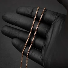 Solid Rose Gold Plated Heavy 316 Stainless Steel 2MM Twist Rope Chain Necklace