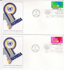 2 first day covers, United Nations, Scott #240-1, Namibia, Geneva cachet, 1973