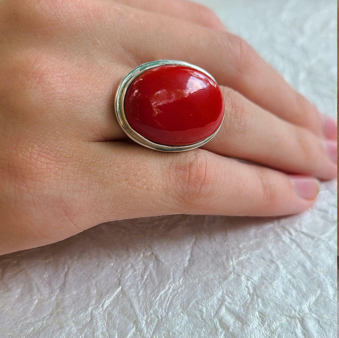 BIG HAND silver925×k18×coral×Ruby
