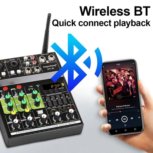 4-Kanal Audio Mixer Stereo Build Wireless Bluetooth Mikrofon Studio Sound Mixer - Bild 3 von 17