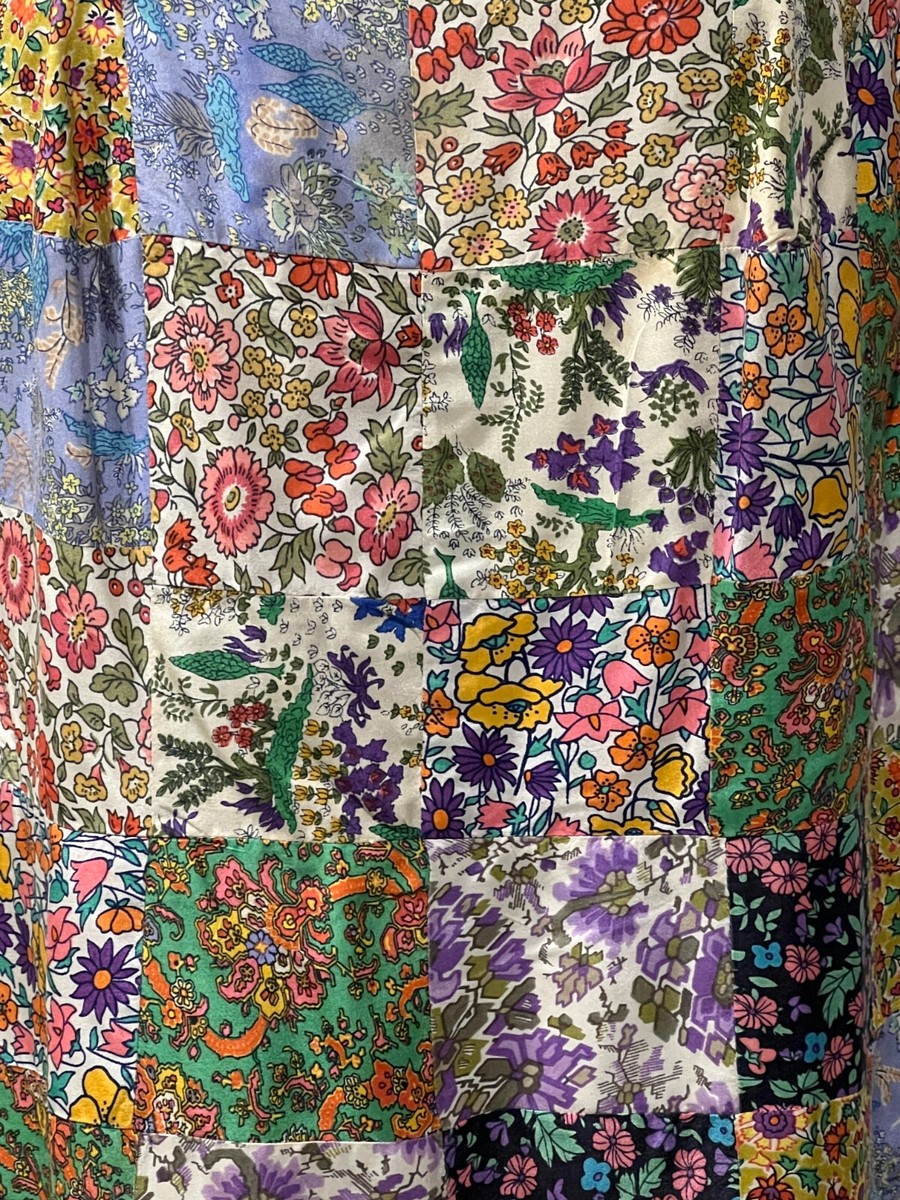 LIBERTY LONDON Vintage 1970s Handmade Patchwork Florals Silk