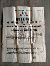 Affiche REPUBLIQUE FRANCAISE RAPPEL DRAPEAUX 1945-1948 armée de l'air et terre