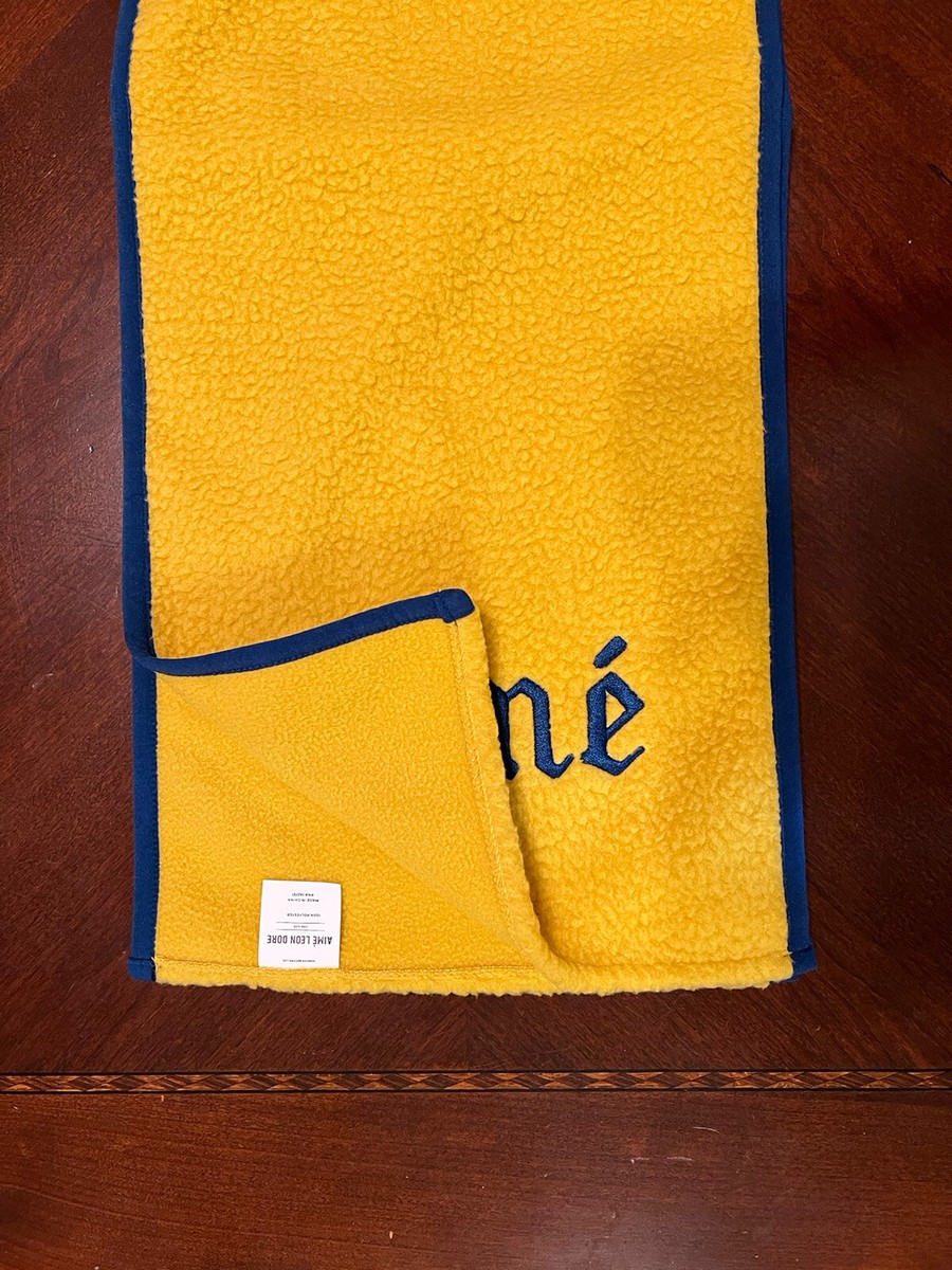 Aime Leon Dore ALD Gothic Fleece Scarf in Oil Yellow 66” x 10