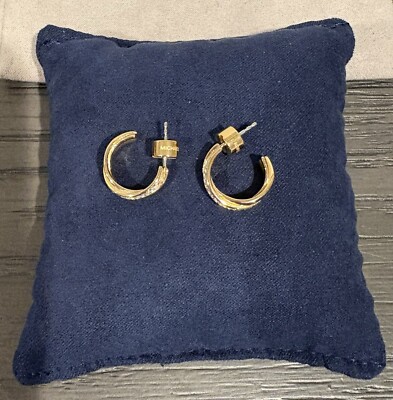 Michael Kors Double Hoop Twist Gold Plated with Cubic Zirconia