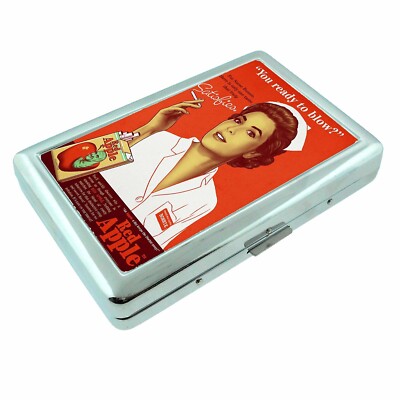 Vintage Red Apple Nurse Smoking Ad Cigarette Case RFID Protection Wallet