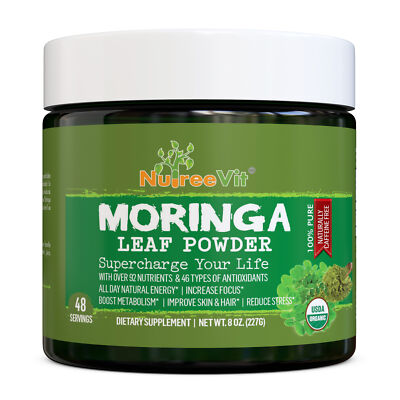 NutreeVit 100% Organic Boost Metabolism - Moringa Powder - 8oz