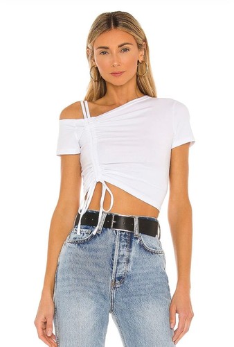 white ruched front top