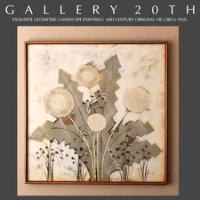 EPIC! MID CENTURY ABSTRACT ORIG. ART OIL PAINTING! DANDELION 50S 60S BERTOIA VTG