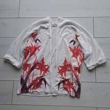 Zara Knit Women s White Floral Print Cardigan Size M