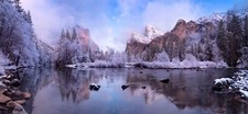 Landscape photography nature winter valley forest river Custom Gaming Mat Desk