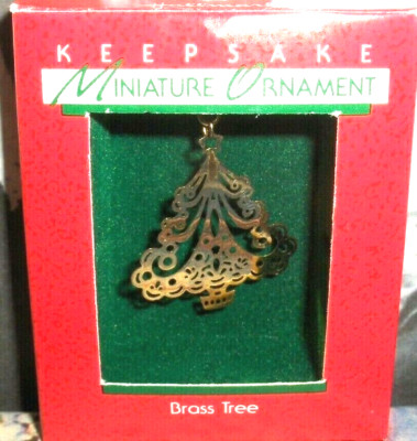 Brass Tree`1988`Miniature-Die Cut Little Brass Tree,Hallmark Christmas Ornament