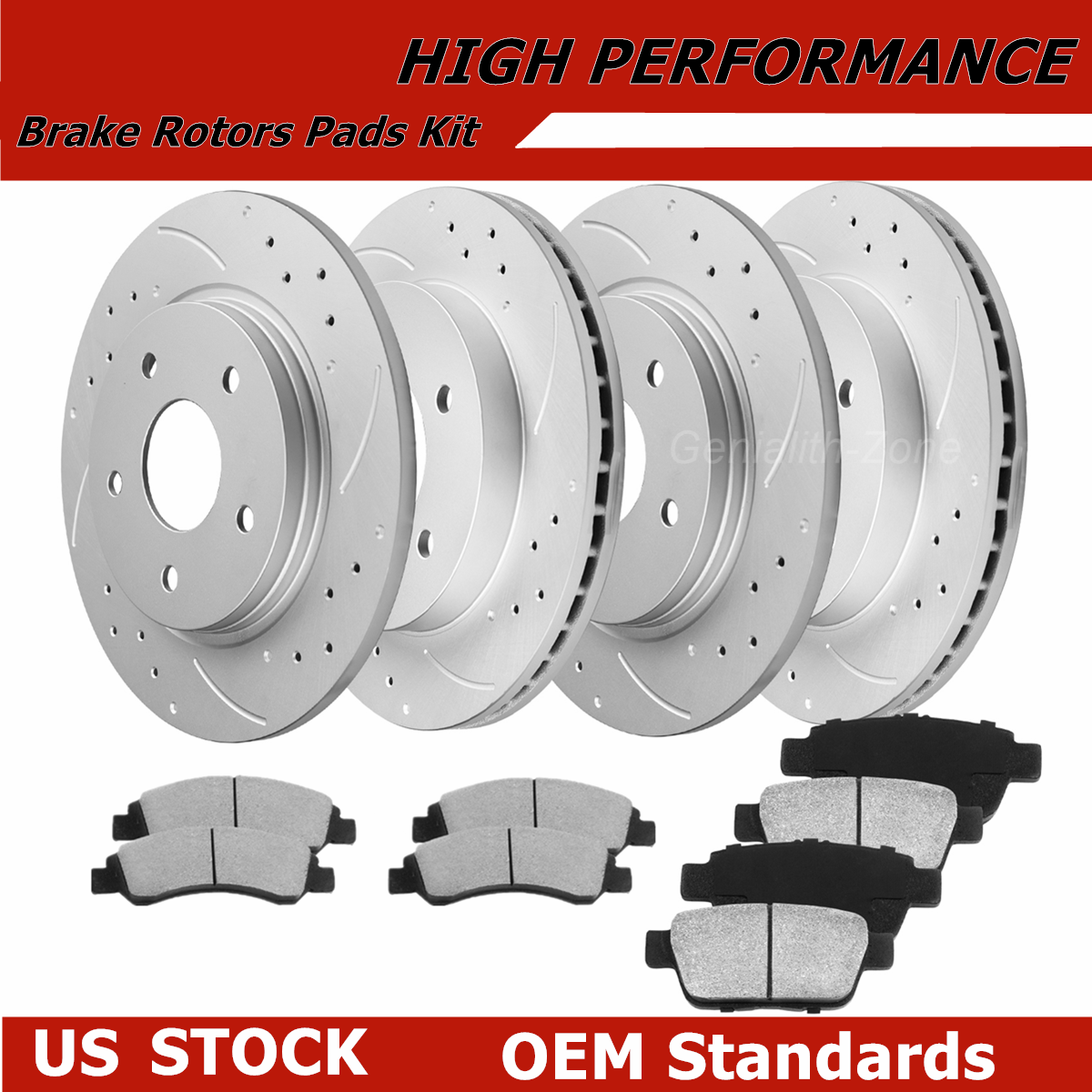 Front Rear Drilled Brake Rotors Brake Pads for Mitsubishi Outlander Sport