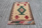 3x5 ft Tribal Kilim Rug: Handmade Beige & Brown Wool for Rustic Style