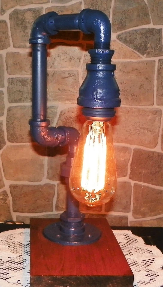 Lámpara de escritorio industrial artesanal estilo steampunk con bombilla edison nostálgica Foto 2 de 2