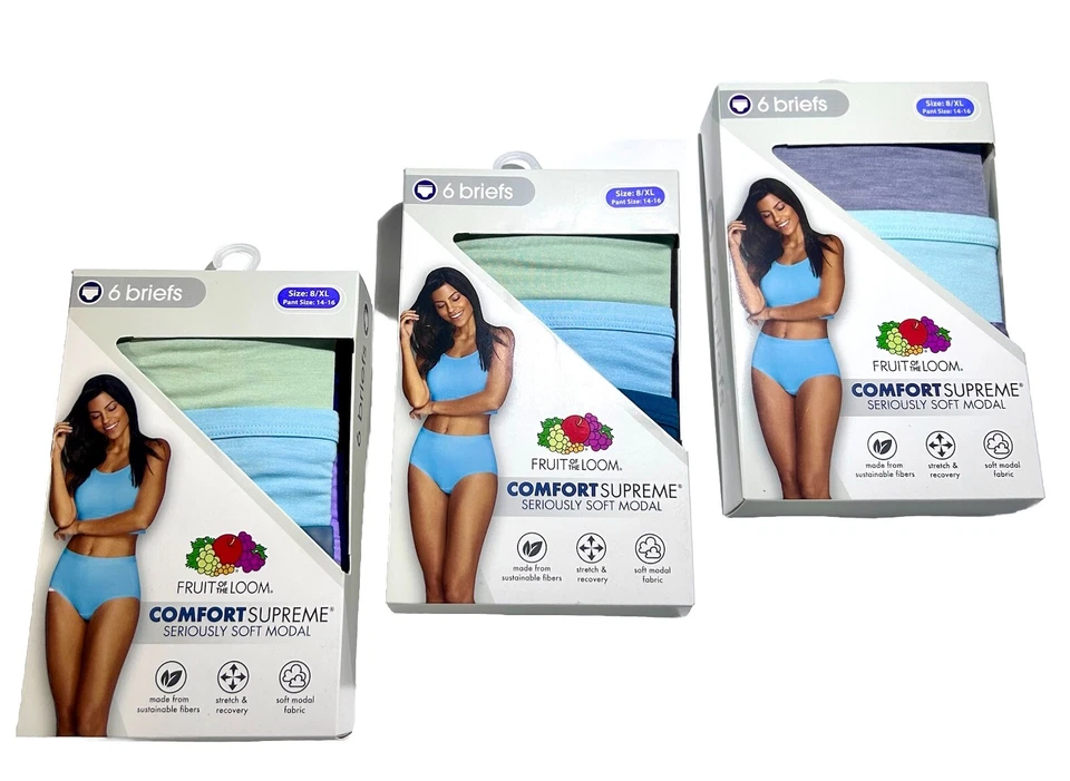 Nuevo paquete de 6 calzoncillos Fruit of The Loom Comfort Supreme para mujer tallas M, L, XL, 3XL Foto 2 de 4