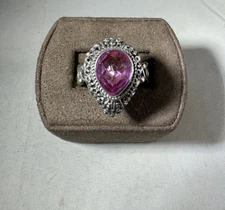 Vintage Sarda Bali Artisan Sterling Silver Pink Kunzite teardrop ring