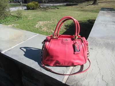 NWOT Coach Madison Pinnacle Leather Lilly Coral Rolled Handle 