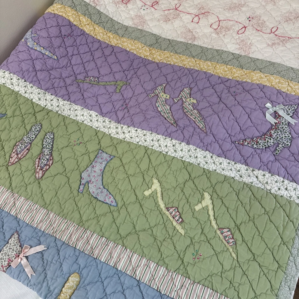 Pottery Barn Niños Edredón Doble Aplique Pies de Lujo Zapatos Tacones 64 x 82" Foto 3 de 4