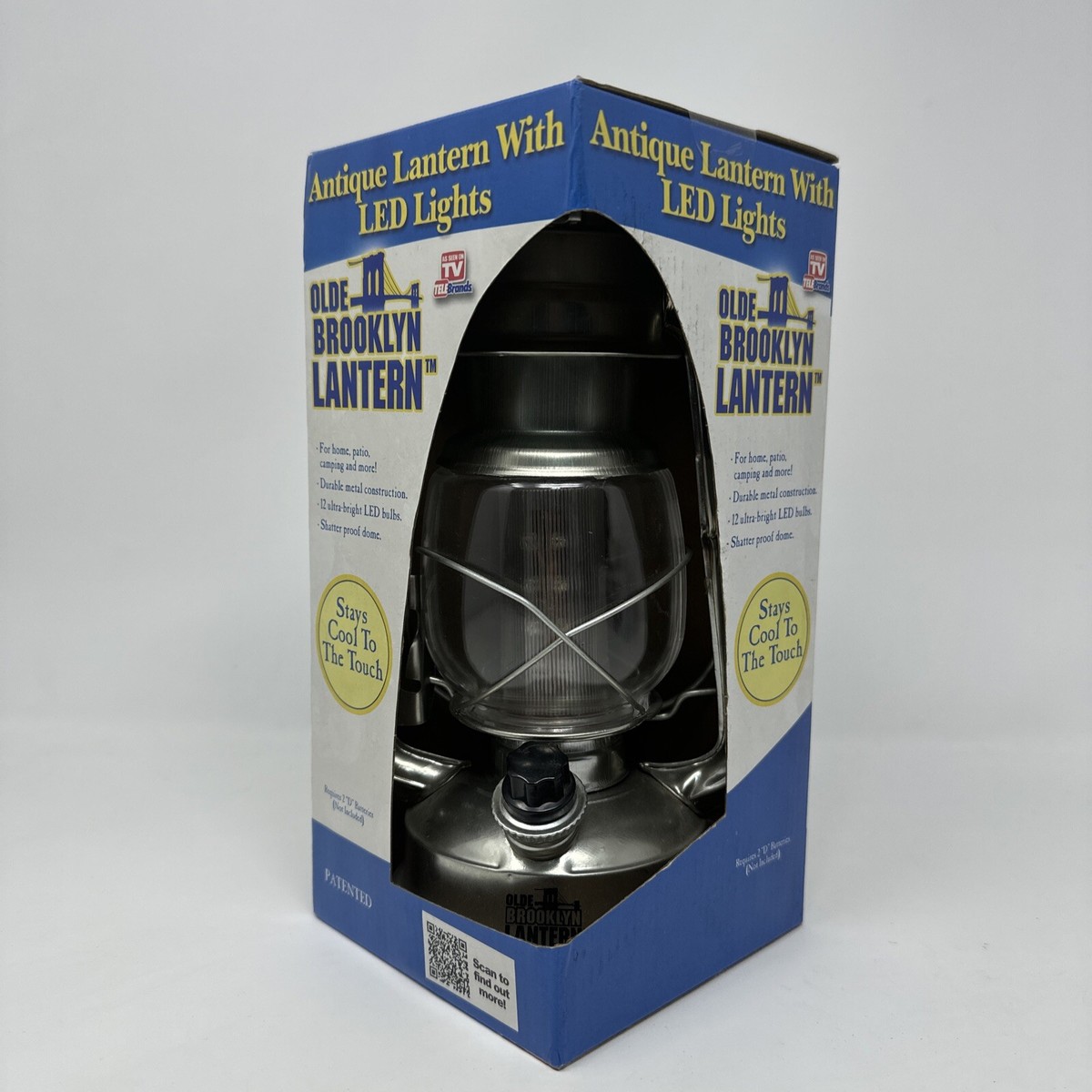 Lanterne Olde Brooklyn LED – Neuve, Argentée, Fonctionne Avec 2 Piles D – Comme à La Télé