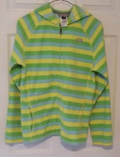 Girls North Face Hooded Fleece Jacket Lightweight Lime/blue/yellow Size XL EXC