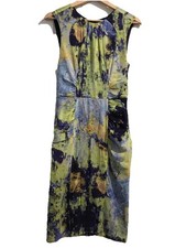 Whistles Colourful Abstract Silk Lined Dress Full Length Zip Size UK 8 10 VGC
