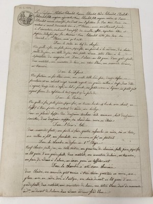 Handschriftlicher Verwaltungsbrief 1814, Familieninventar 19. Jh., Stempel 75 c