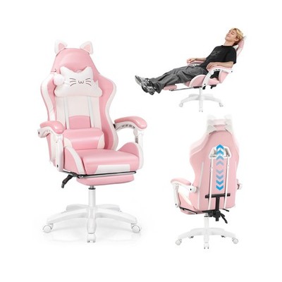 Schreibtischstuhl Verstellbar mit Kopfkissen Ergonomischer Cute Katzenpfote