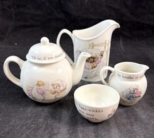 Wedgwood Mrs Tiggy Winkle Group of Miniature Tea Set and Full Size Creamer