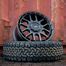 4 X 17" VW CRAFTER 6 STUD 6X130 BLACK WOLF-4 MATT BLACK 8J ALLOYS & A/T TYRES