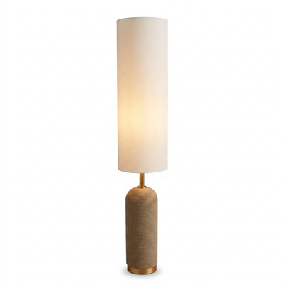 Clementine Boho Stehlampe Elfenbein Schirm Seilfuß Harz Modern Wohnzimmer UK