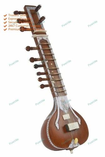 Indian String Musical Miniature Tune Wooden Sitar Designer Non Playable Artistic