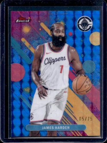 2025-26 Topps Finest James Harden Common Blue Geometric Refractor #/75 Clippers