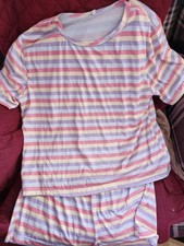 Ladies Strippy Short Pyjamas Size Large 12