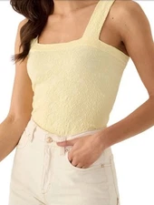 Floral Embroidered Seamless Tank Top - NWT - Olive & Oak - Size S/M - Yellow