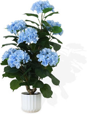 31" Large Artificial Blue Hydrangea Floor Plant, Realistic Faux Silk Floral Arra