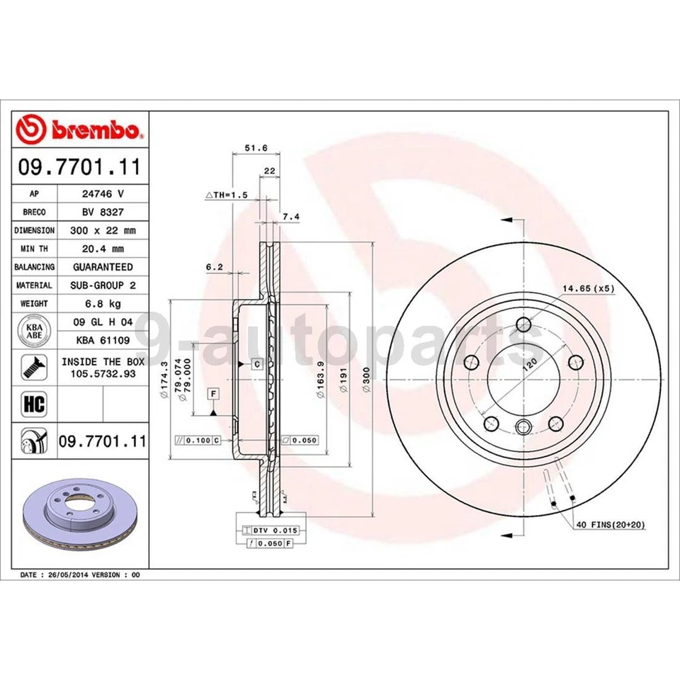 Kit de frenos delanteros Brembo rotores de disco pastillas de cerámica para BMW 328Ci 2000 Foto 2 de 4