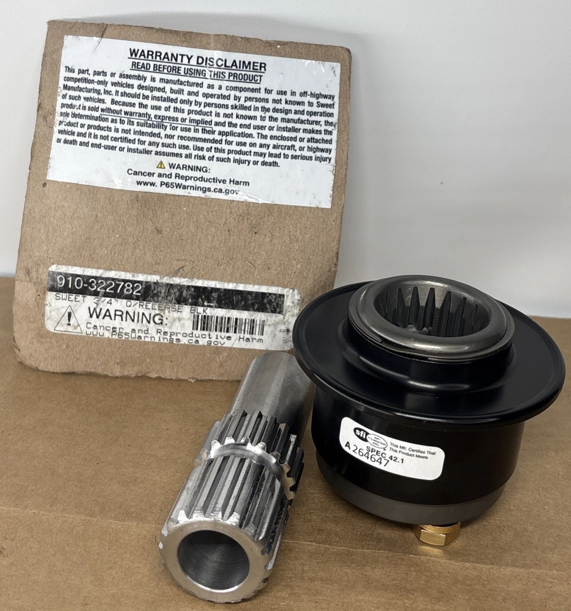 Sweet Mfg 910-322782 3/4” Black Aluminum Quick Release Steering Wheel Assembly photo 3