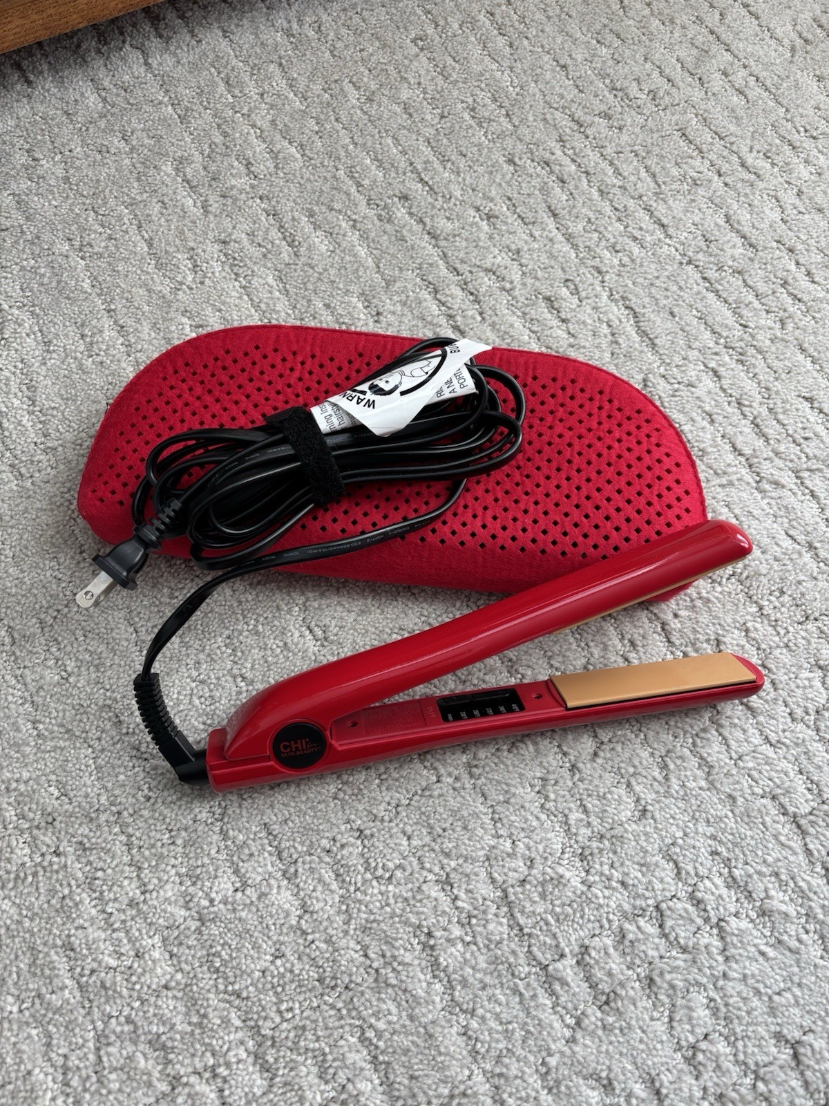 CHI Ulta Red Tourmaline Ceramic Flat Iron 1” with Travel Case Tested Working
