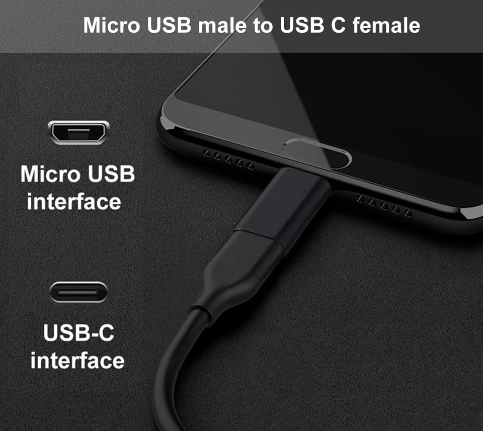 2pack Type C Female to Micro USB Male Port Converter Charge Data Sync Adapter - Image 2 of 4