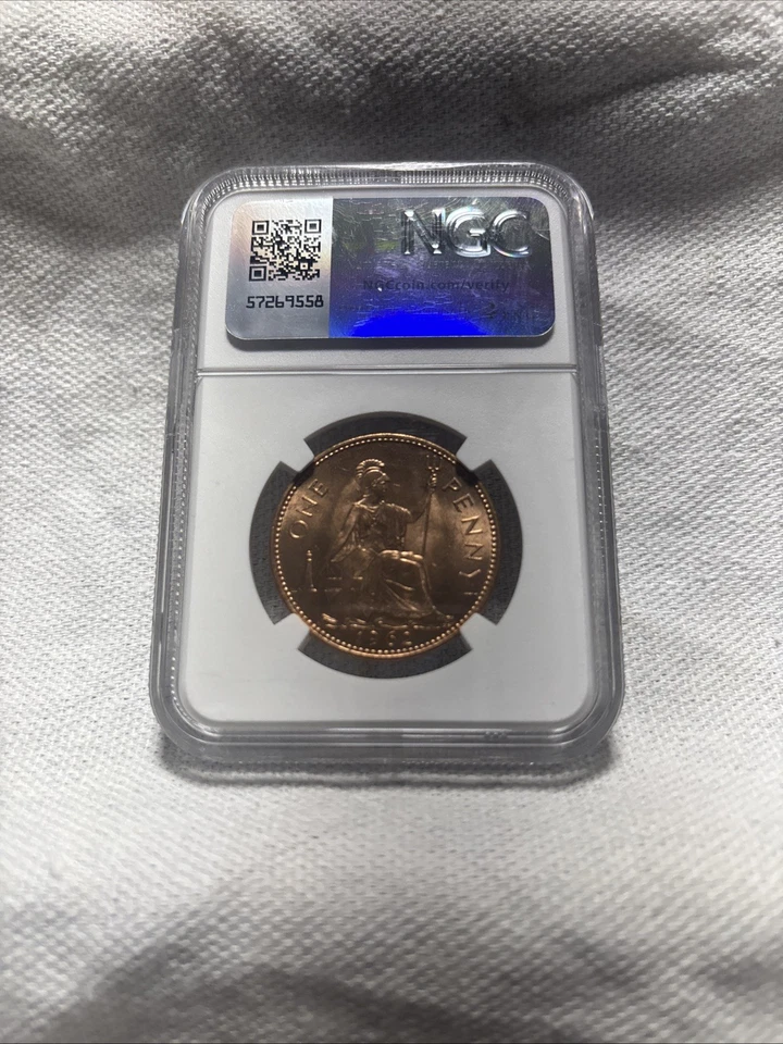 NGC LOSA 1954-1970 Gran Bretaña Penny Reina Isabel II Foto 2 de 2