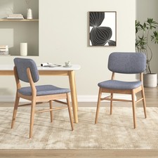 Juego de 2 sillas de comedor tapizadas modernas, sillas de cocina de madera para comedor