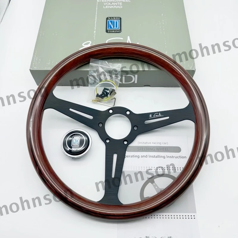 NARDI ND Classic 360mm Steering Wheel Mahogany Wood with Black Spokes Brand New Foto 2 de 4