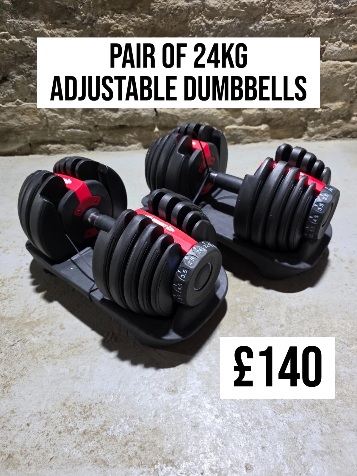 Adjustable Dumbbells Weight Set 24kg Total Home Gym Fitness Training Equipment