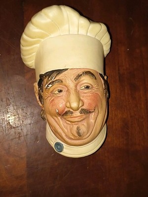 Bossons Chalkware Head Chef Wall Figurine 1969 Series Congleton England Vintage