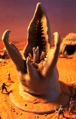 7'' 3D Printed Dune Sandworm Open Mouth Model Shai-Hulud Desert Monster Figurine