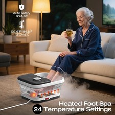 Collapasible Foot Spa Bath Massager with Heat, Pedicure Foot Spa with Bubbles, T