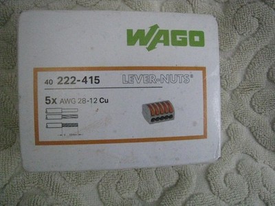 40x GENUINE WAGO 5 PORT LEVER NUTS 222-415 CAGE CLAMP BRAND NEW! AWG 28-12 Cu